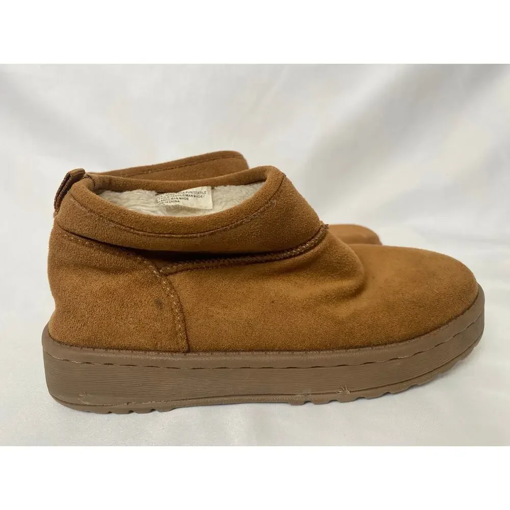 White Mountain Girls Low Boots Suede Fur lined Tan Size 12